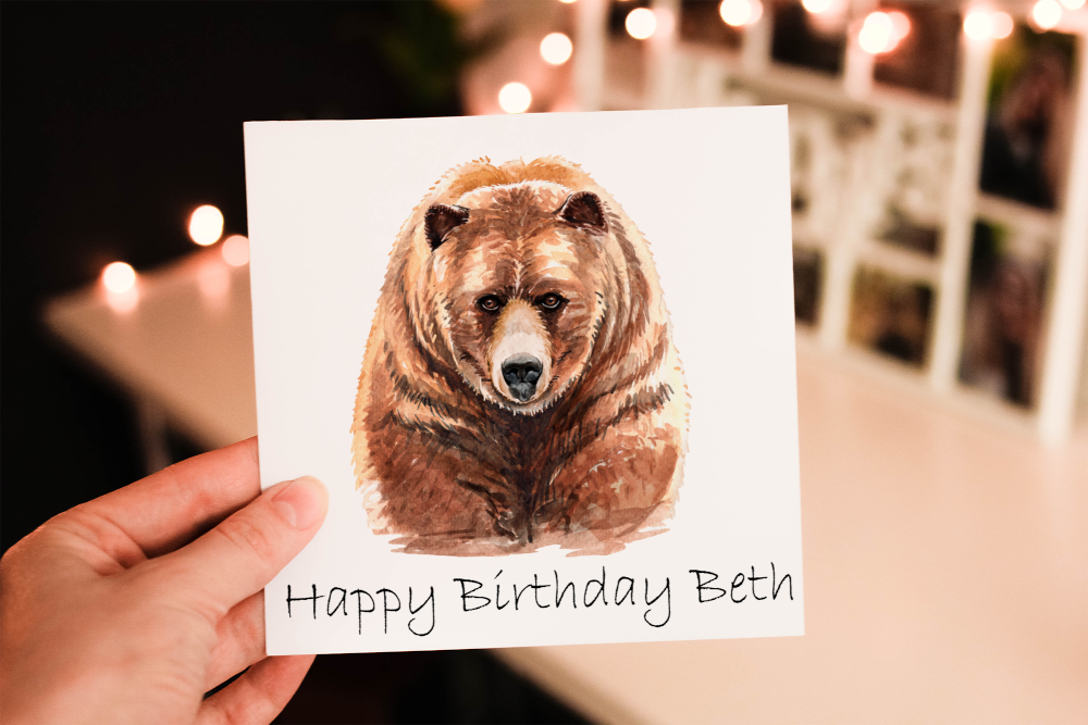 Brown Bear Birthday Card, Card for Birthday, Birthday Card - Click Image to Close